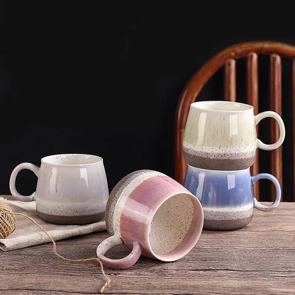 500ml New Nordic Kiln Glazed Ceramic Cup Retro Large Capacity Mugs Northern Europe Splicing Colors Style High Beauty Mug