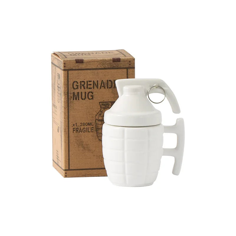 Creative Grenade Mug Funny Coffee Cup Shaped Ceramic Cup with Lid Modeling Cup Living Room Home Decoration 350ml Water Cup