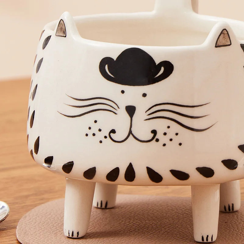 Cat Mug  with 4 legs Cat Coffee Mug for Women Girls Cute Ceramic Meow Mugs