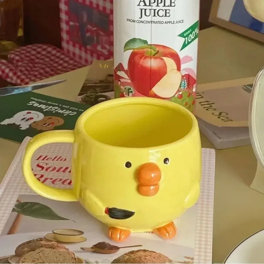 Creative Cute Mug Breakfast Juice Cup Household Milk Cup Cartoon Coffee Cup Dudu Mouth Chicken Ceramic Mug Birthday Gift