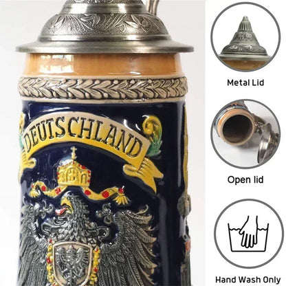 600ml Beer Mugs Big Capacity Germany Geographical Sign Classical  Beer Mug 3D & Resin Steel Stainless Tankard Cup Best Fans Gift