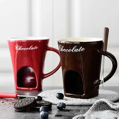 Fondue Pots Fondue Mug Set Personal Mini Chocolate Cheese Ice Cream Fondue Maker Kit Individual Butter Melter Cup Small Warmer