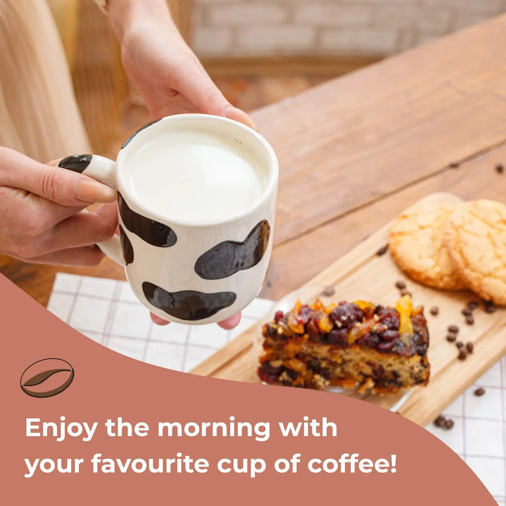 Ceramics Udderly Cow Mug with Non-Skid Feet, 15oz Dairy Cow Coffee Mug Hand Painted Ceramic Cups Gifts Use For Milk Coffee Drink