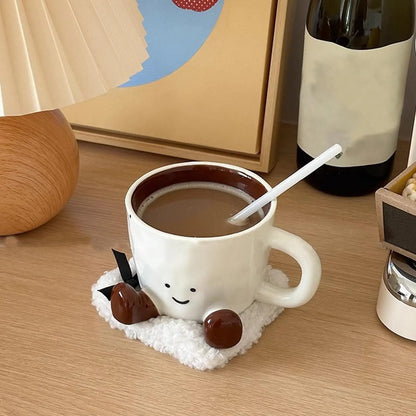 Cute Coffee Mug Adorable Home Kitchen Drinkware Ceramic Funny Coffee Cup for Latte Water Milk Hot Cocoa Cold Hot Drinks Beverage