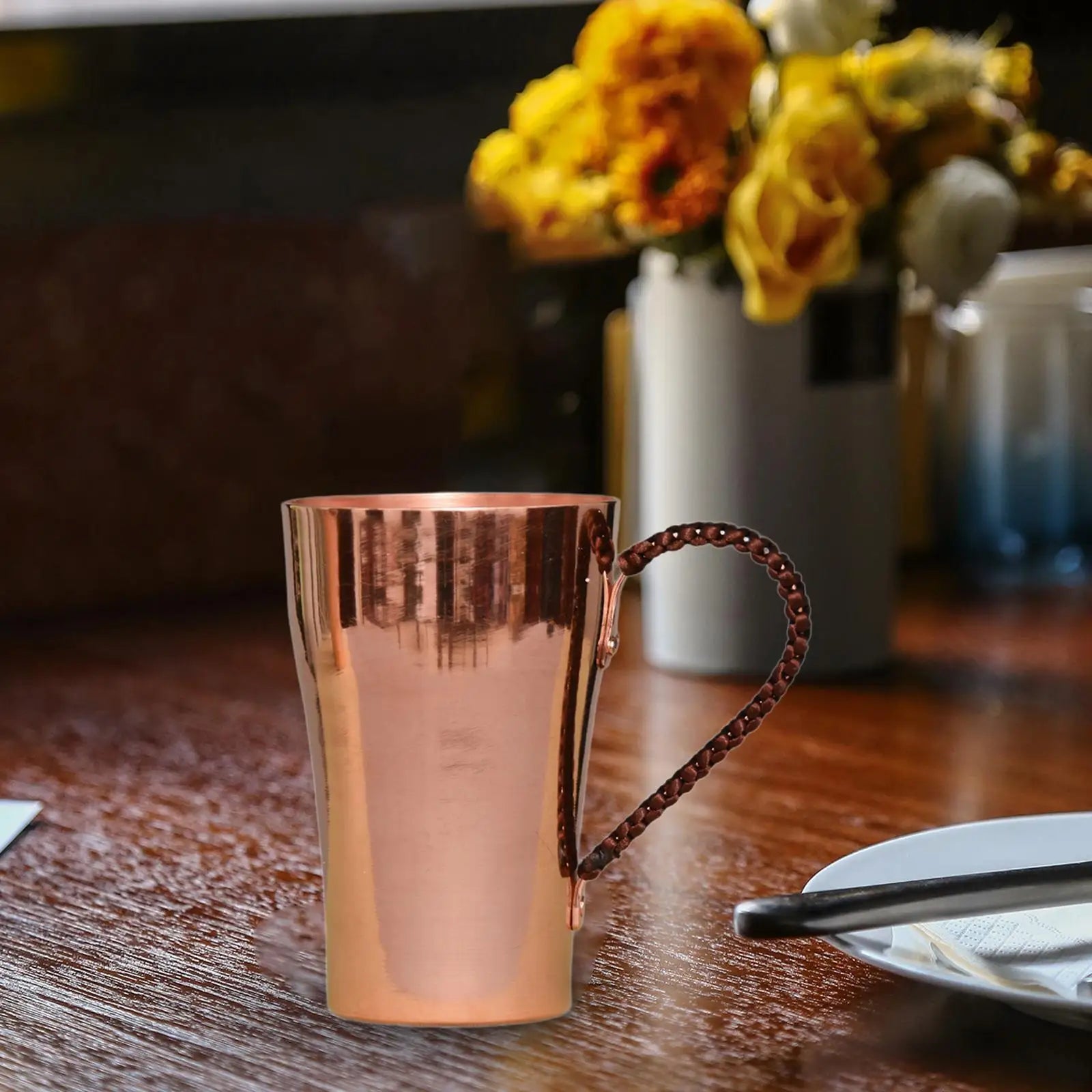 Copper Water Cup 400ml Water Mug Sturdy Portable Teaware Birthday Gifts Moscow Mules Cup for Party Milk Restaurant Cafe Kitchen