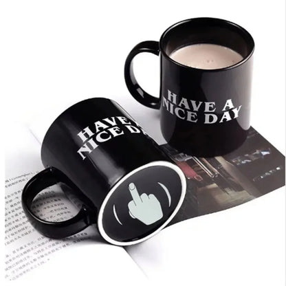 Vertical middle finger creative mug, anime and film products, funny ceramic cup, coffee cup, breakfast cup, gift for friends