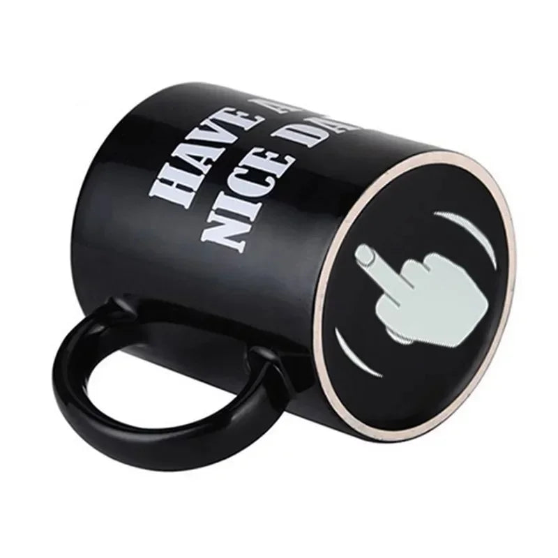 Vertical middle finger creative mug, anime and film products, funny ceramic cup, coffee cup, breakfast cup, gift for friends