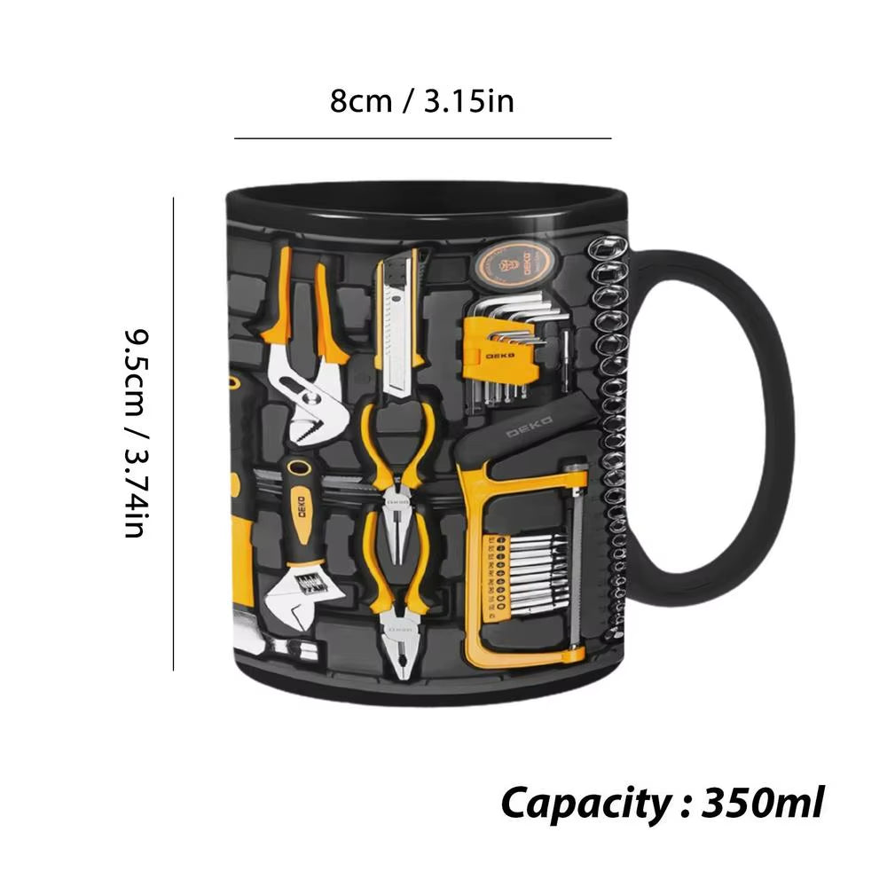 Mechanic Toolbox Set Mug Tea Cup Coffee Cup for Mechanics Mechanic Toolbox Pattern Funny Birthday Gifts Creative Ceramic Mug