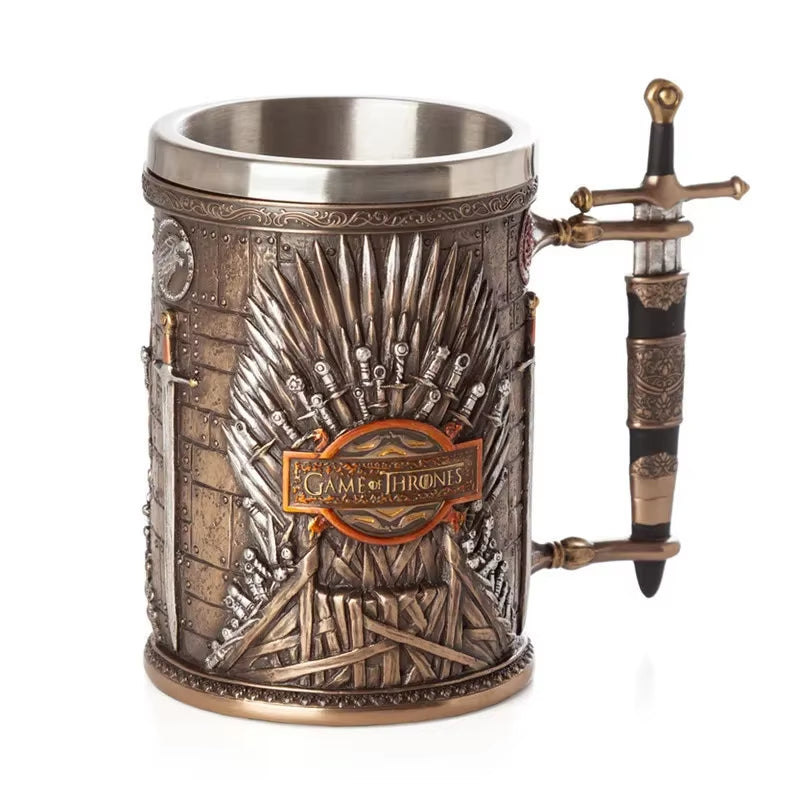 Viking Mug Vintage Coffee Cup Stainless Steel Resin Beer a Song of Ice and Fire Wine Set 3D Gothic Goblet Whiskey Glass
