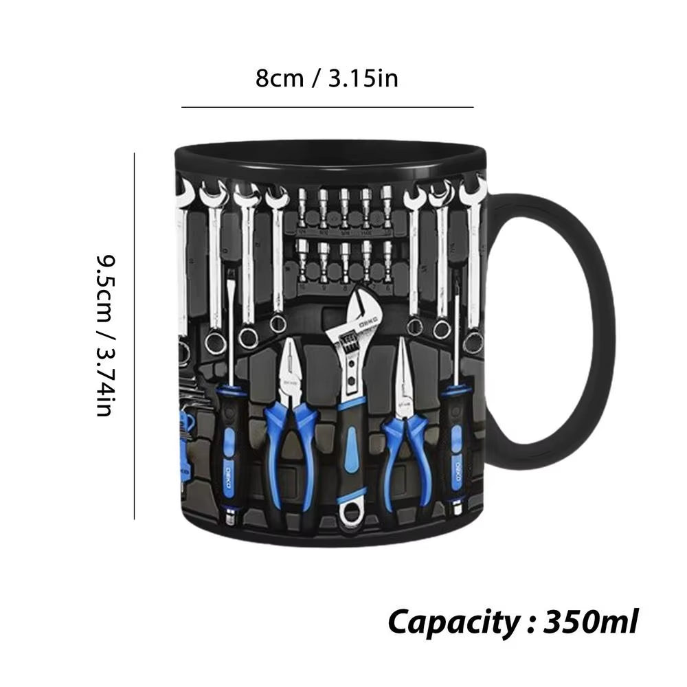 Mechanic Toolbox Set Mug Tea Cup Coffee Cup for Mechanics Mechanic Toolbox Pattern Funny Birthday Gifts Creative Ceramic Mug