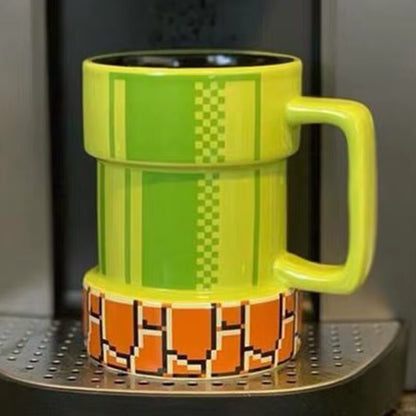 NEW 420Ml Super Mario Apertures Shape Ceramic Mug Cartoon Coffee Mug Beer Drinkware Cups Birthday Xmas Gift for Friends or Kids