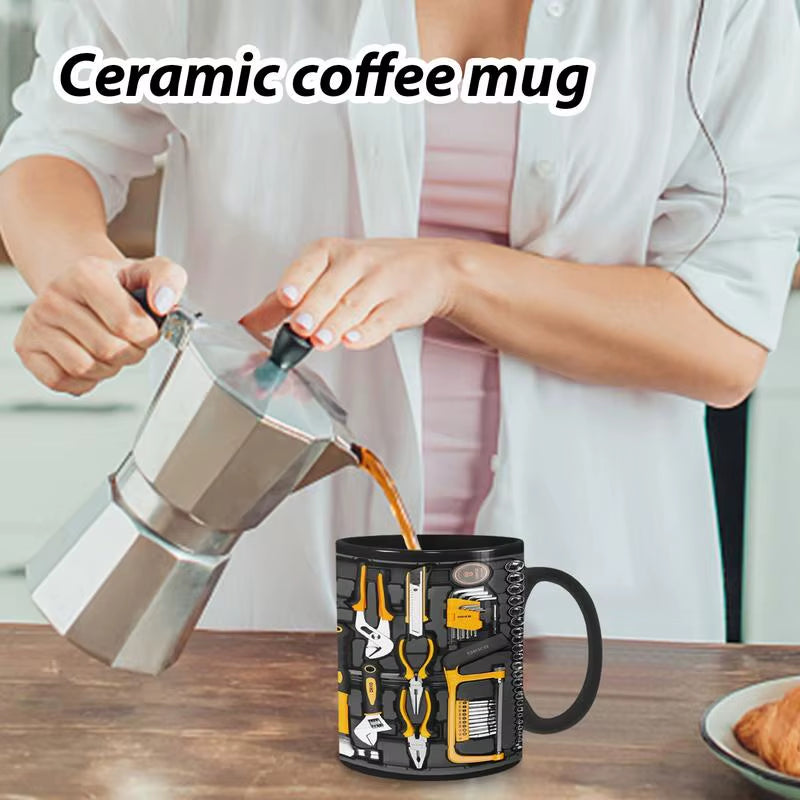 Mechanic Toolbox Set Mug Tea Cup Coffee Cup for Mechanics Mechanic Toolbox Pattern Funny Birthday Gifts Creative Ceramic Mug