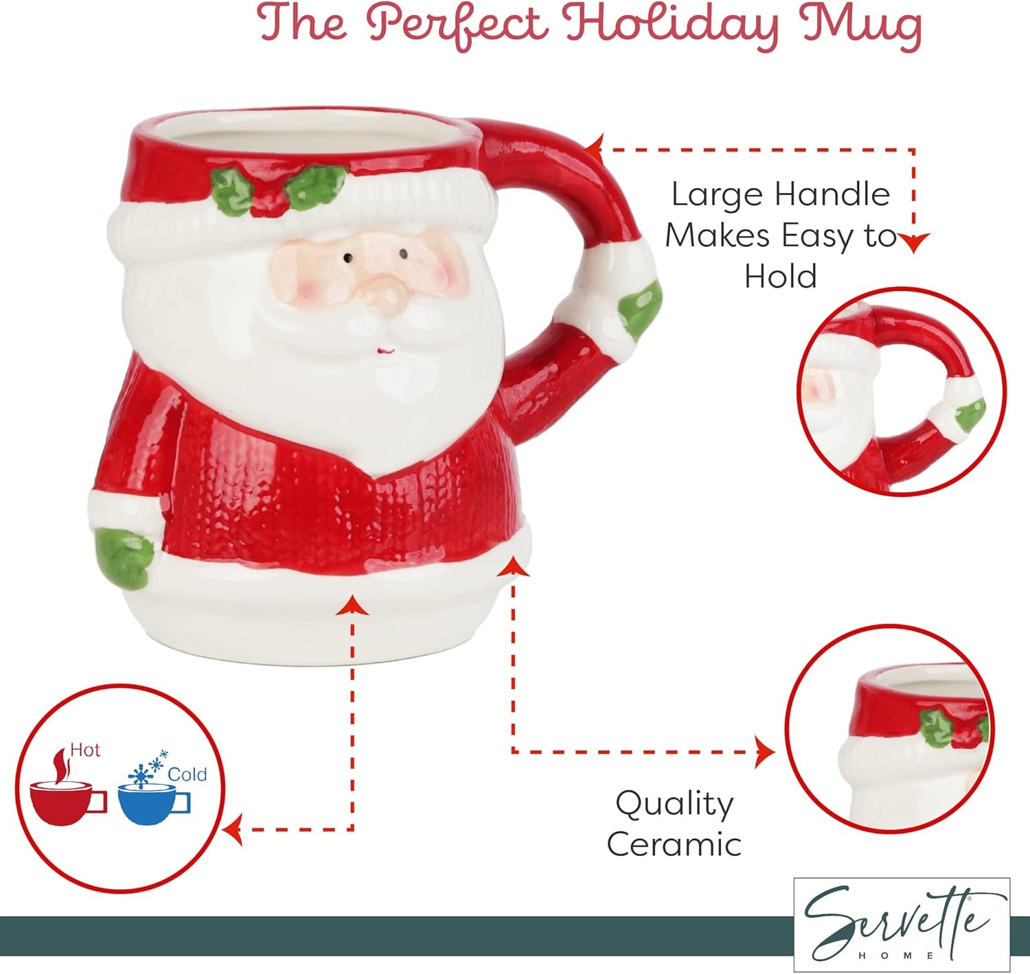 Christmas Holiday Winter Mugs 16Oz - Winter Santa Claus Mug